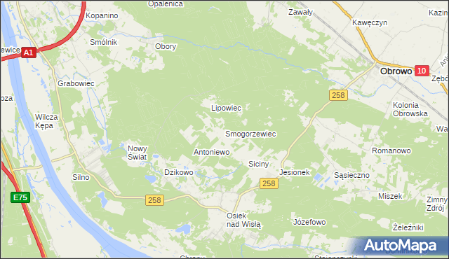mapa Smogorzewiec, Smogorzewiec na mapie Targeo