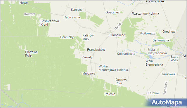 mapa Wólka Modrzejowa, Wólka Modrzejowa na mapie Targeo