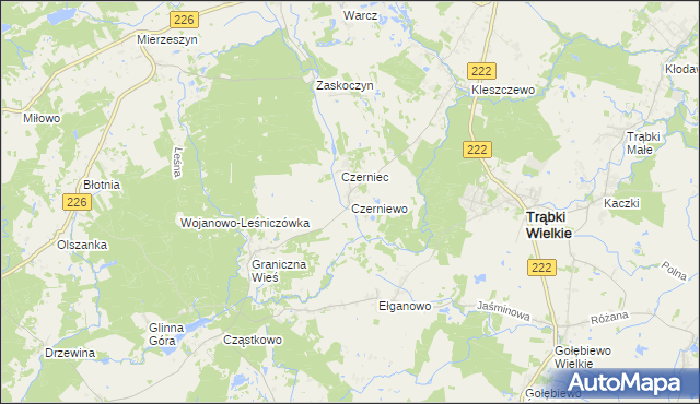 mapa Czerniewo gmina Trąbki Wielkie, Czerniewo gmina Trąbki Wielkie na mapie Targeo