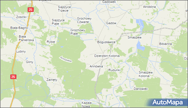 mapa Dzierzbin-Kolonia, Dzierzbin-Kolonia na mapie Targeo