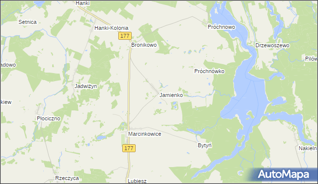 mapa Jamienko, Jamienko na mapie Targeo