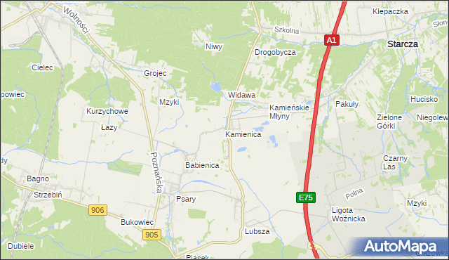 mapa Kamienica gmina Woźniki, Kamienica gmina Woźniki na mapie Targeo