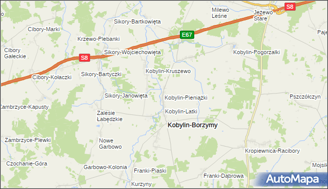 mapa Kobylin-Pieniążki, Kobylin-Pieniążki na mapie Targeo