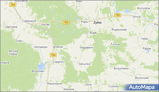 mapa Magdalenki gmina Żytno, Magdalenki gmina Żytno na mapie Targeo