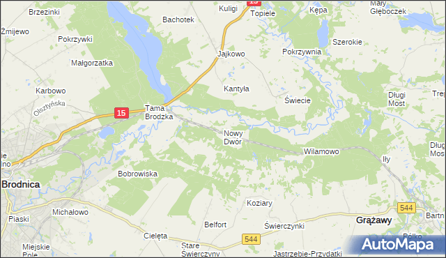 mapa Nowy Dwór gmina Brodnica, Nowy Dwór gmina Brodnica na mapie Targeo