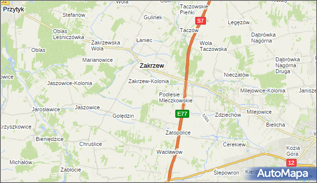 mapa Podlesie Mleczkowskie, Podlesie Mleczkowskie na mapie Targeo