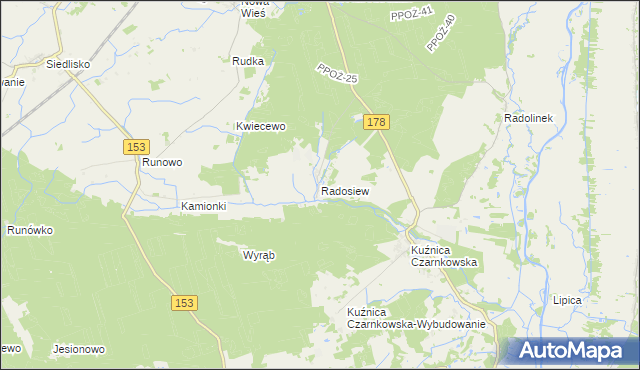 mapa Radosiew, Radosiew na mapie Targeo