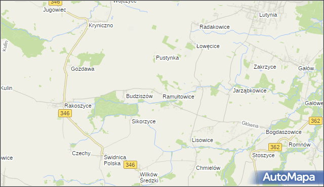 mapa Ramułtowice, Ramułtowice na mapie Targeo