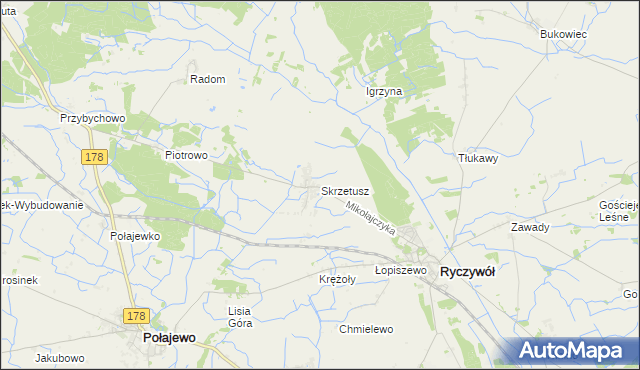 mapa Skrzetusz, Skrzetusz na mapie Targeo