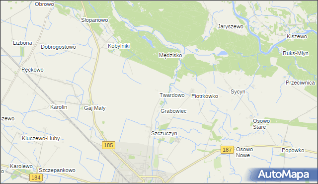 mapa Twardowo gmina Szamotuły, Twardowo gmina Szamotuły na mapie Targeo
