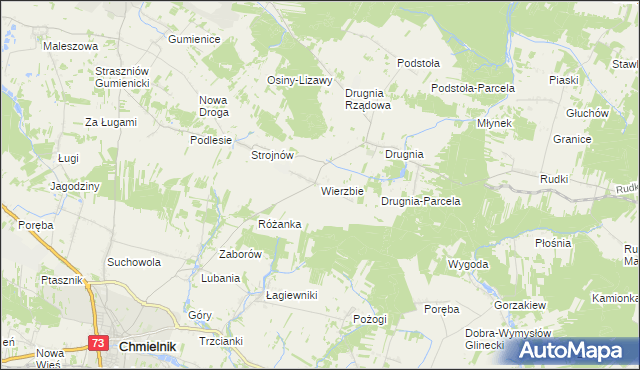 mapa Wierzbie gmina Pierzchnica, Wierzbie gmina Pierzchnica na mapie Targeo
