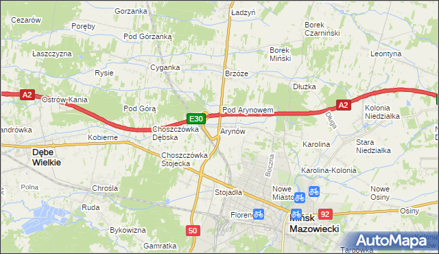 mapa Arynów, Arynów na mapie Targeo