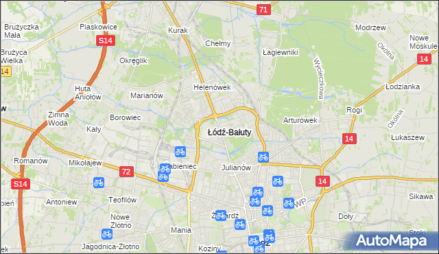 mapa Bałuty gmina Łódź, Bałuty gmina Łódź na mapie Targeo