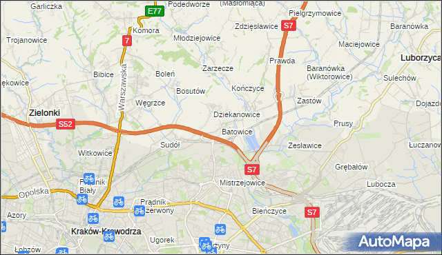 mapa Batowice, Batowice na mapie Targeo