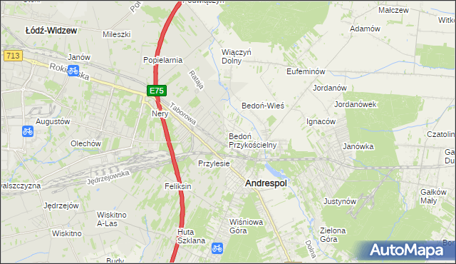 mapa Bedoń Przykościelny, Bedoń Przykościelny na mapie Targeo