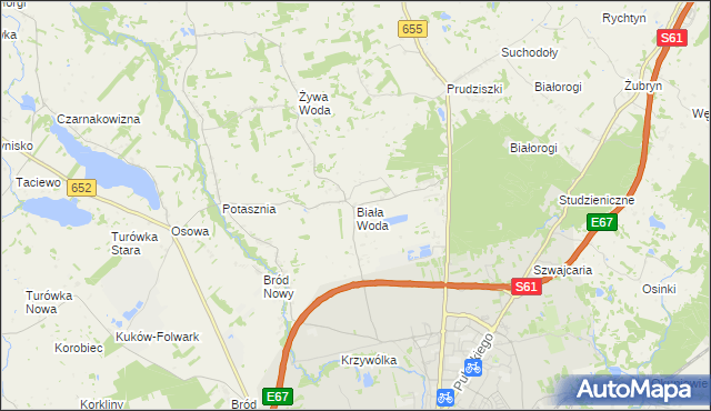 mapa Biała Woda gmina Suwałki, Biała Woda gmina Suwałki na mapie Targeo