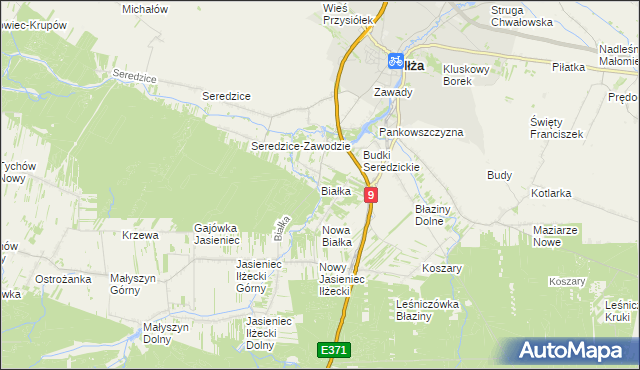 mapa Białka gmina Iłża, Białka gmina Iłża na mapie Targeo