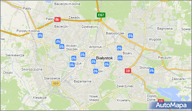 mapa Białegostoku, Białystok na mapie Targeo