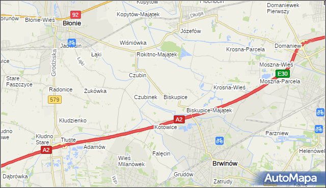 mapa Biskupice gmina Brwinów, Biskupice gmina Brwinów na mapie Targeo