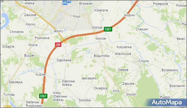 mapa Bogumiłów gmina Sieradz, Bogumiłów gmina Sieradz na mapie Targeo