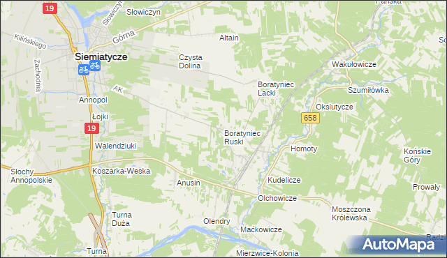 mapa Boratyniec Ruski, Boratyniec Ruski na mapie Targeo