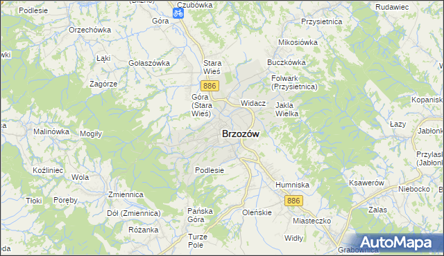 mapa Brzozów, Brzozów na mapie Targeo