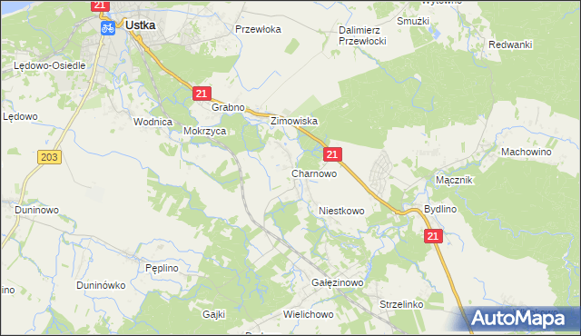 mapa Charnowo gmina Ustka, Charnowo gmina Ustka na mapie Targeo