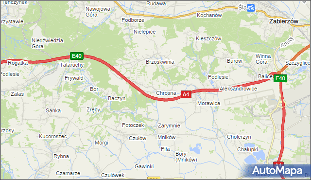 mapa Chrosna gmina Liszki, Chrosna gmina Liszki na mapie Targeo