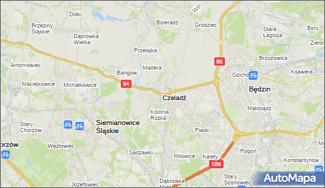 mapa Czeladź, Czeladź na mapie Targeo