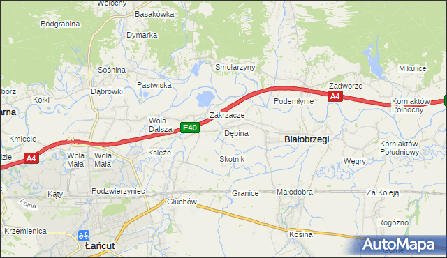 mapa Dębina gmina Białobrzegi, Dębina gmina Białobrzegi na mapie Targeo