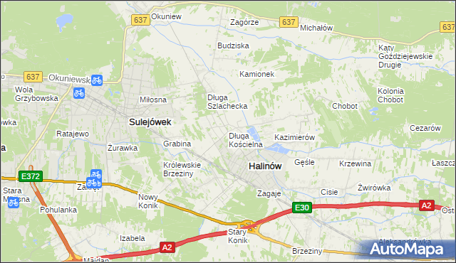 mapa Długa Kościelna, Długa Kościelna na mapie Targeo