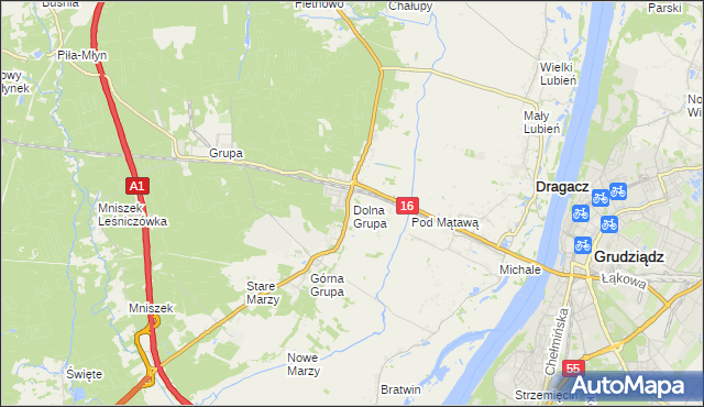 mapa Dolna Grupa, Dolna Grupa na mapie Targeo