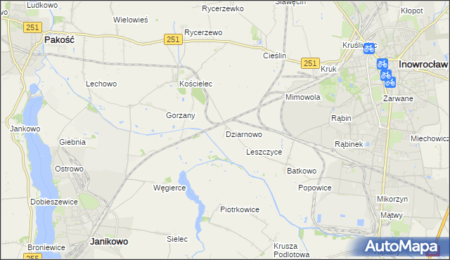 mapa Dziarnowo gmina Pakość, Dziarnowo gmina Pakość na mapie Targeo