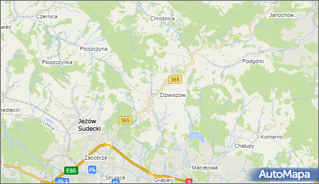 mapa Dziwiszów, Dziwiszów na mapie Targeo