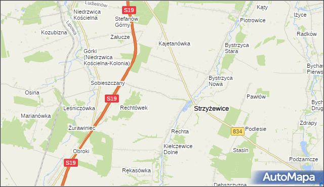 mapa Franciszków gmina Strzyżewice, Franciszków gmina Strzyżewice na mapie Targeo