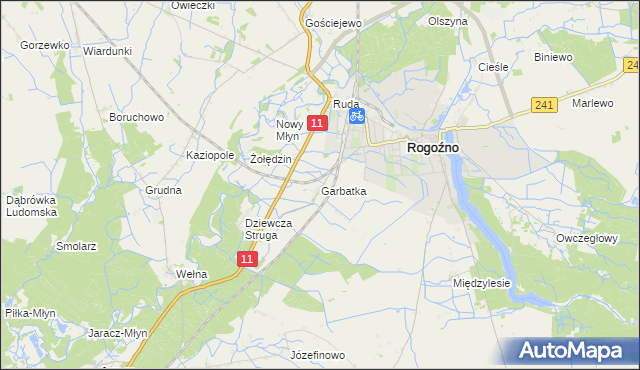 mapa Garbatka gmina Rogoźno, Garbatka gmina Rogoźno na mapie Targeo