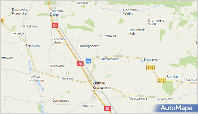 mapa Gniewkówiec, Gniewkówiec na mapie Targeo