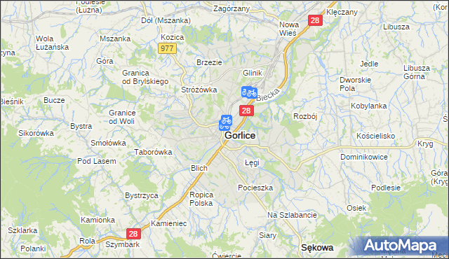 mapa Gorlic, Gorlice na mapie Targeo