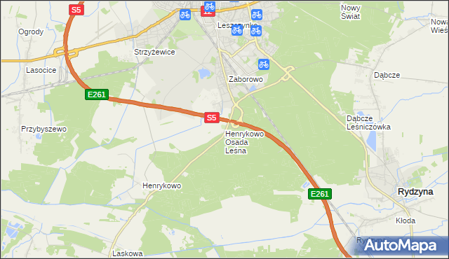 mapa Henrykowo Osada Leśna, Henrykowo Osada Leśna na mapie Targeo