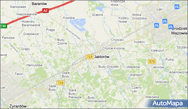 mapa Jaktorów, Jaktorów na mapie Targeo
