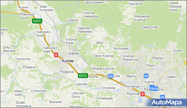 mapa Janik-Kolonia, Janik-Kolonia na mapie Targeo