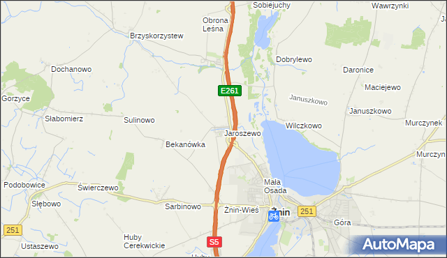 mapa Jaroszewo gmina Żnin, Jaroszewo gmina Żnin na mapie Targeo