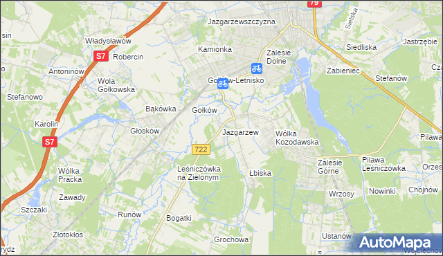 mapa Jazgarzew, Jazgarzew na mapie Targeo