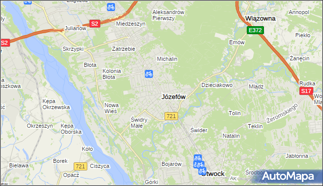 mapa Józefów powiat otwocki, Józefów powiat otwocki na mapie Targeo
