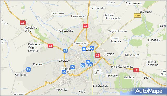 mapa Kalisza, Kalisz na mapie Targeo