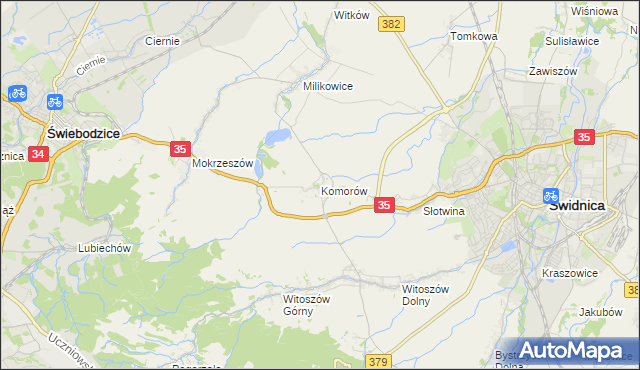 mapa Komorów gmina Świdnica, Komorów gmina Świdnica na mapie Targeo