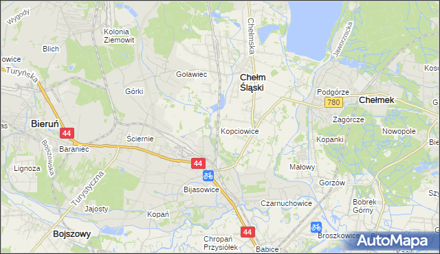 mapa Kopciowice, Kopciowice na mapie Targeo