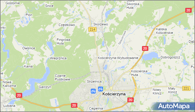 mapa Kościerzyna-Wybudowanie, Kościerzyna-Wybudowanie na mapie Targeo