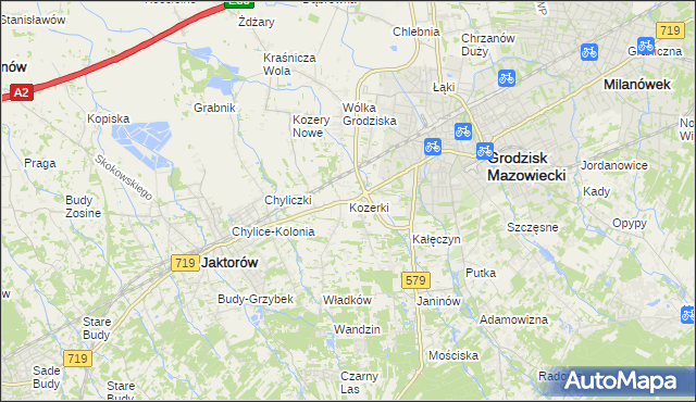 mapa Kozerki, Kozerki na mapie Targeo