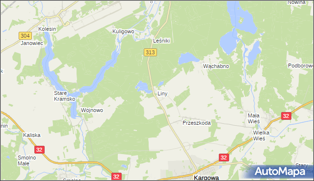 mapa Liny, Liny na mapie Targeo